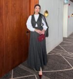 Ensemble jupe-salopette longue avec chemise intégrée